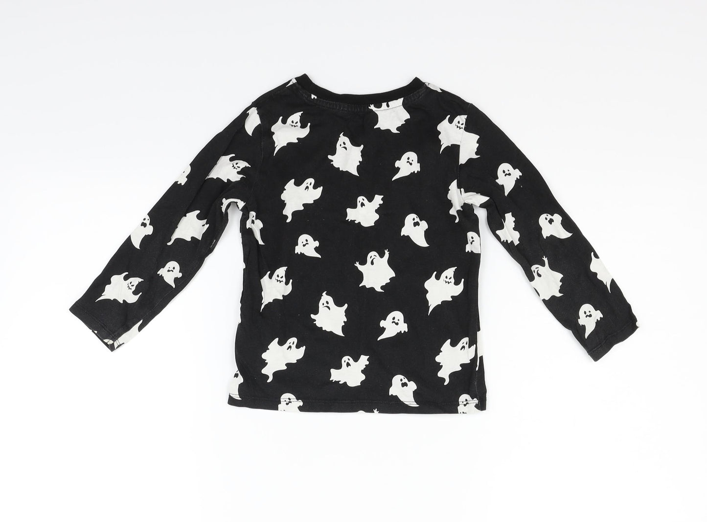 H&M Girls Black Geometric  Basic T-Shirt Size 3-4 Years
