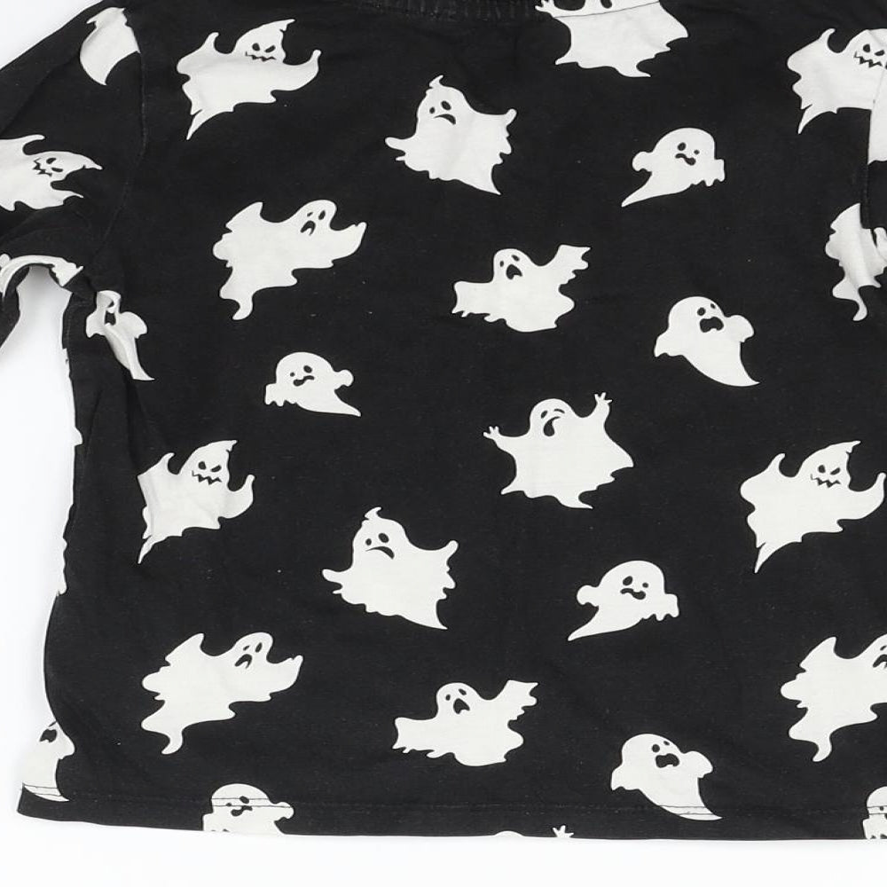 H&M Girls Black Geometric  Basic T-Shirt Size 3-4 Years
