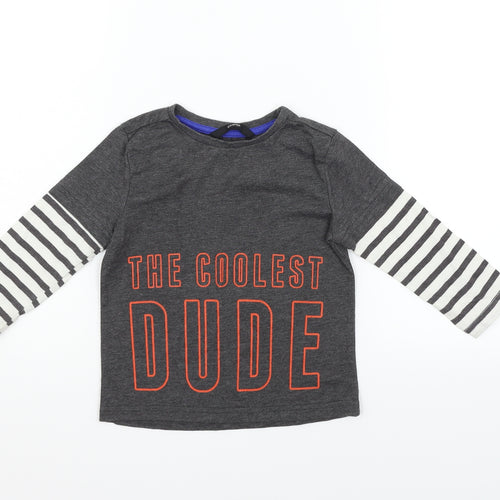George Boys Grey Striped  Basic T-Shirt Size 2-3 Years