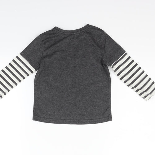 George Boys Grey Striped  Basic T-Shirt Size 2-3 Years