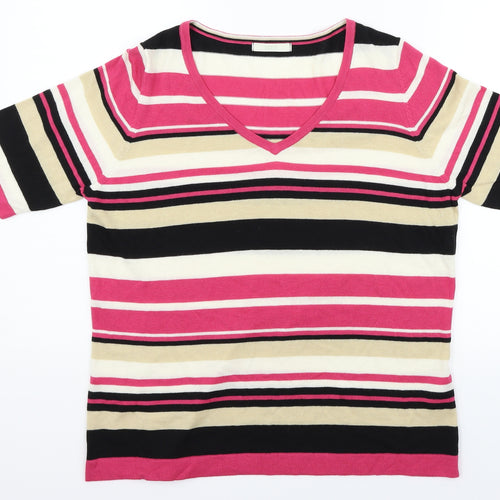 Marks and Spencer Womens Pink Striped  Pullover Jumper Size 16