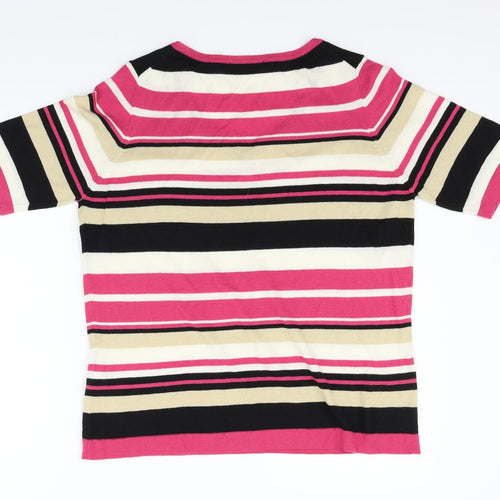 Marks and Spencer Womens Pink Striped  Pullover Jumper Size 16