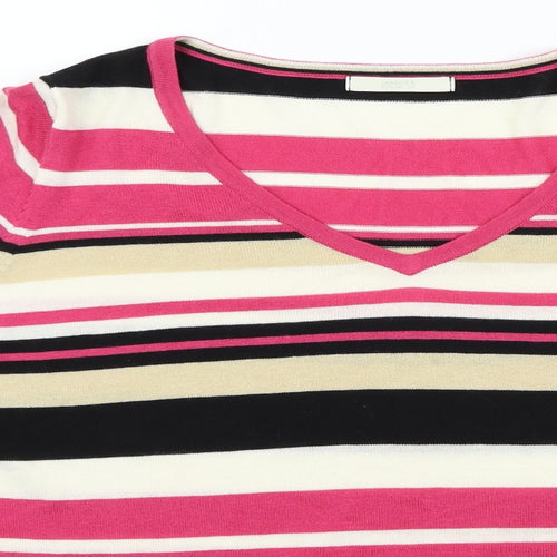 Marks and Spencer Womens Pink Striped  Pullover Jumper Size 16
