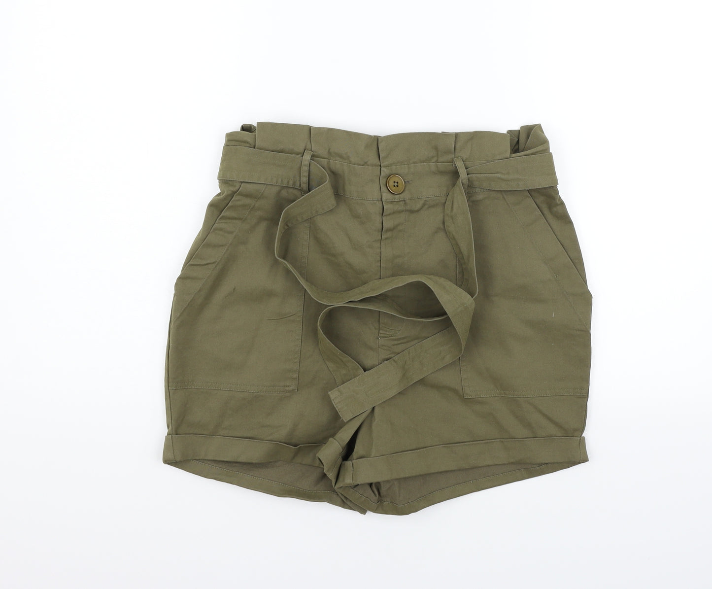 Primark Womens Green   Chino Shorts Size 14 - belted