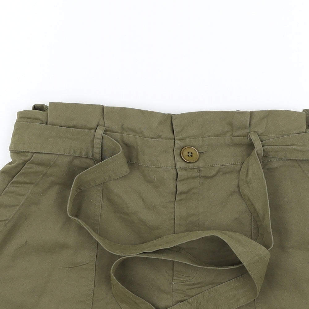 Primark Womens Green   Chino Shorts Size 14 - belted