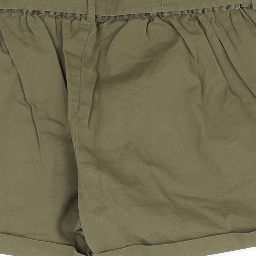 Primark Womens Green   Chino Shorts Size 14 - belted