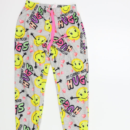 Justice Girls Green Colourblock  Top Pyjama Pants Size 8 Years  - Emoji