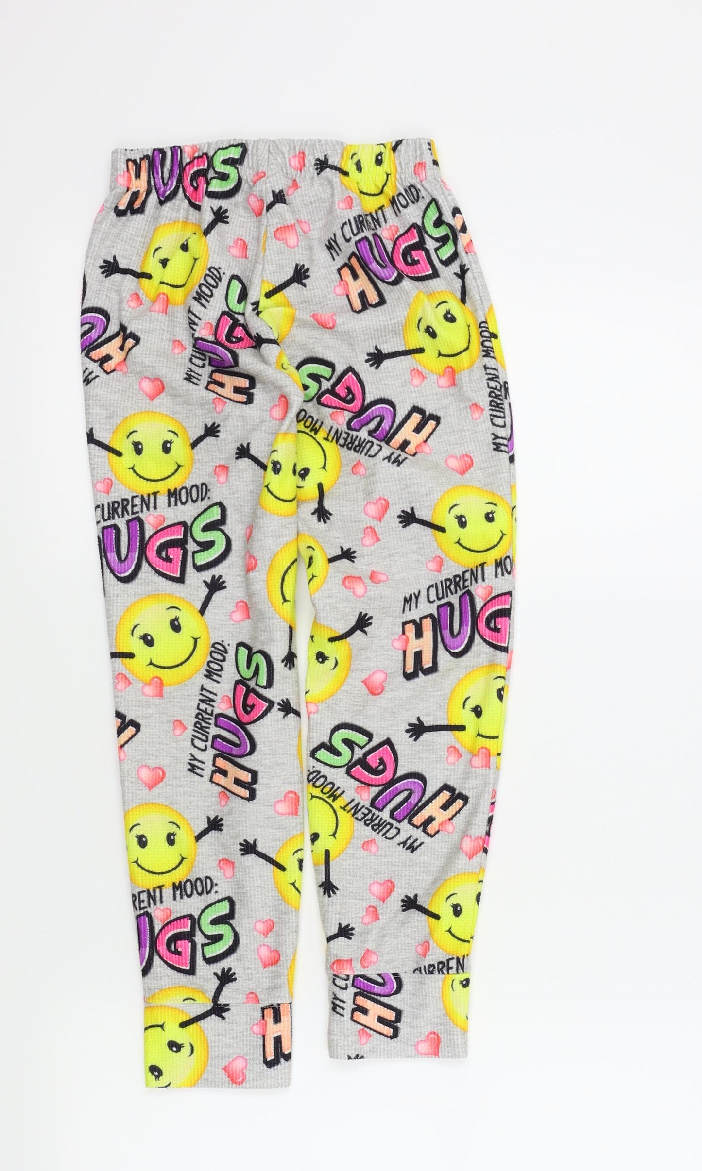 Justice Girls Green Colourblock  Top Pyjama Pants Size 8 Years  - Emoji