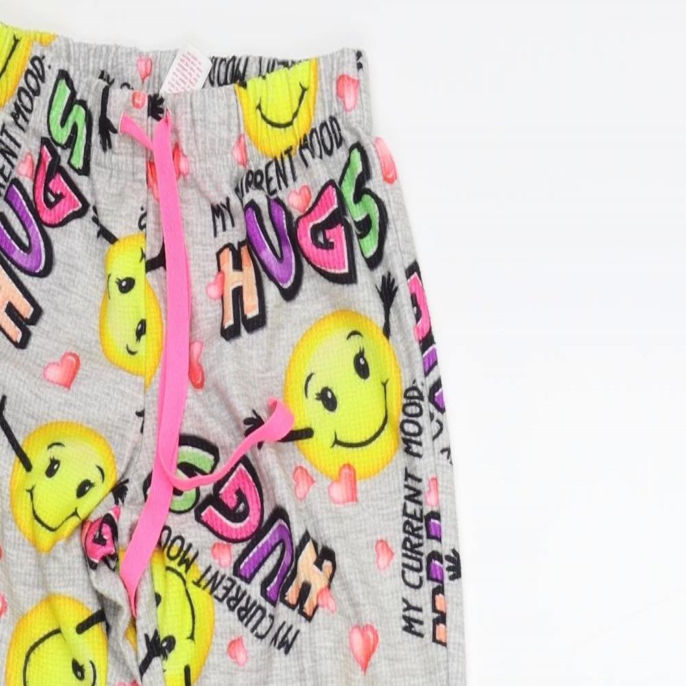 Justice Girls Green Colourblock  Top Pyjama Pants Size 8 Years  - Emoji