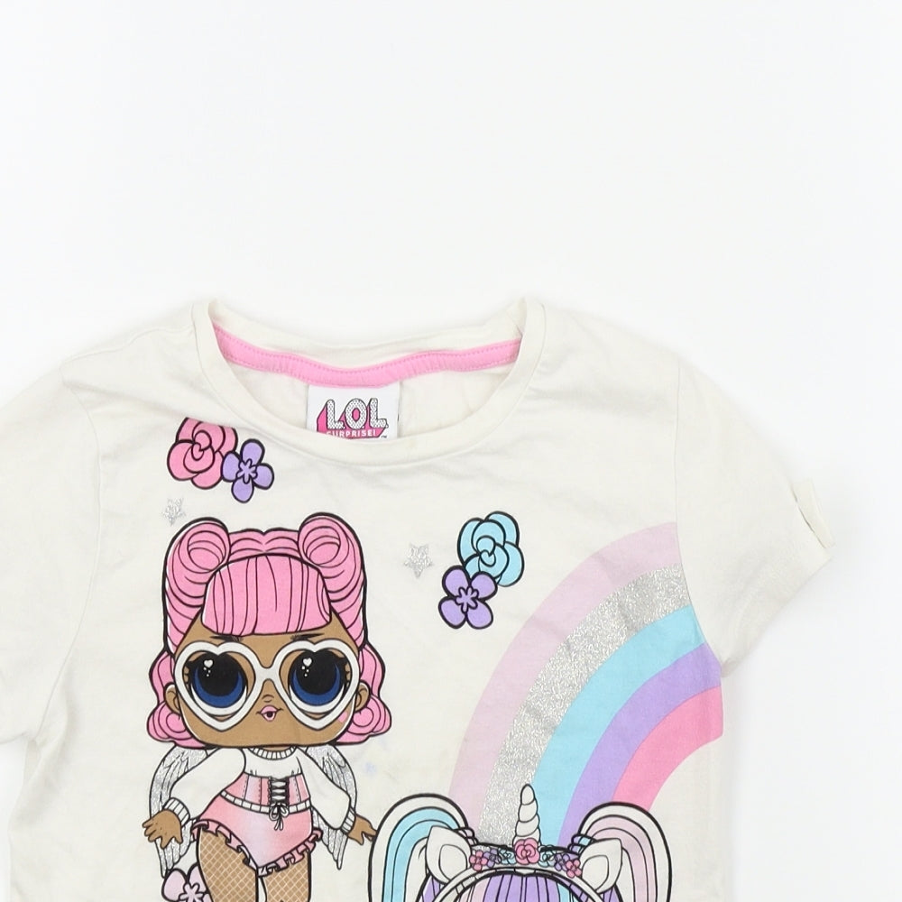 LOL Girls White   Basic T-Shirt Size 7 Years  - LOL Surprise! Dolls