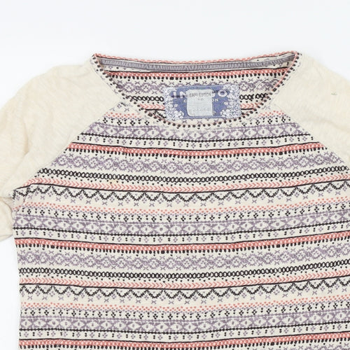 Indigo Womens Multicoloured Geometric  Pullover Jumper Size 10