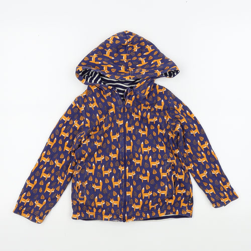 JoJo Maman Bébé Boys Blue   Basic Coat Coat Size 4-5 Years  - Fox Print