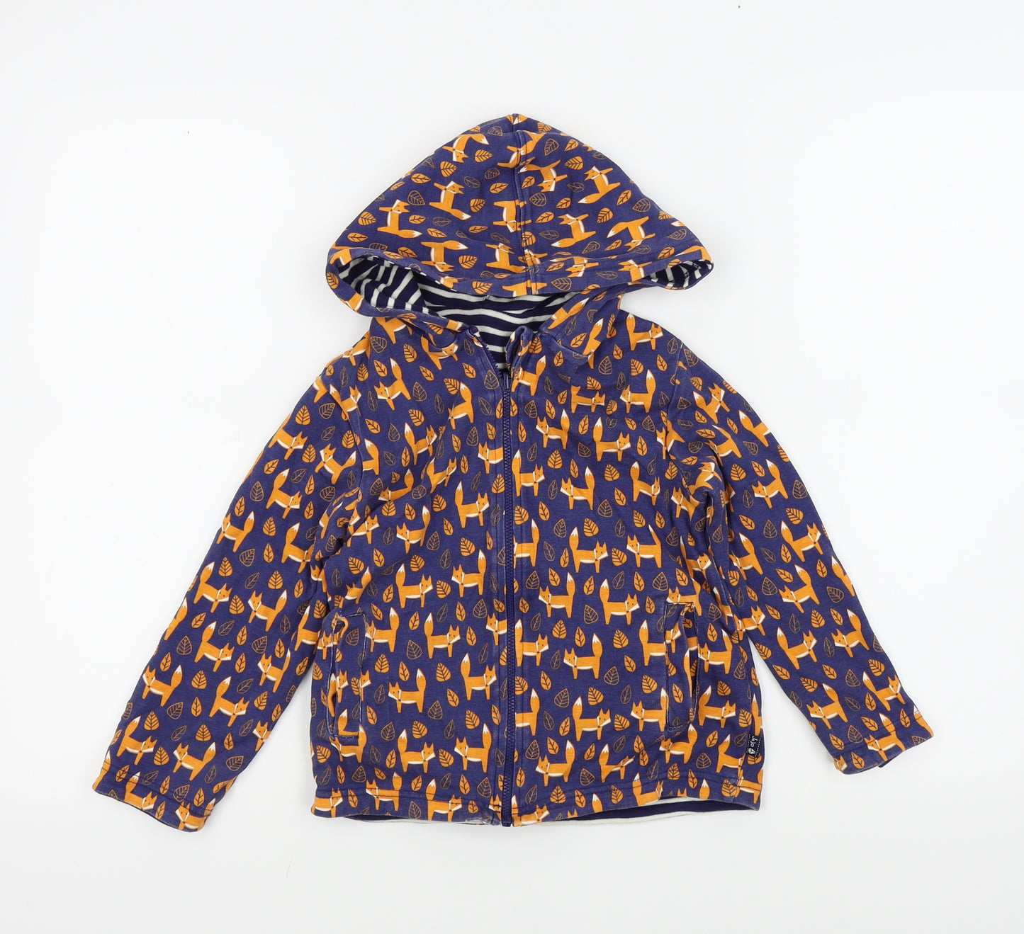 JoJo Maman Bébé Boys Blue   Basic Coat Coat Size 4-5 Years  - Fox Print