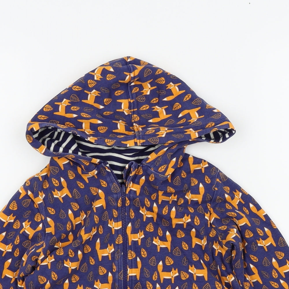 JoJo Maman Bébé Boys Blue   Basic Coat Coat Size 4-5 Years  - Fox Print