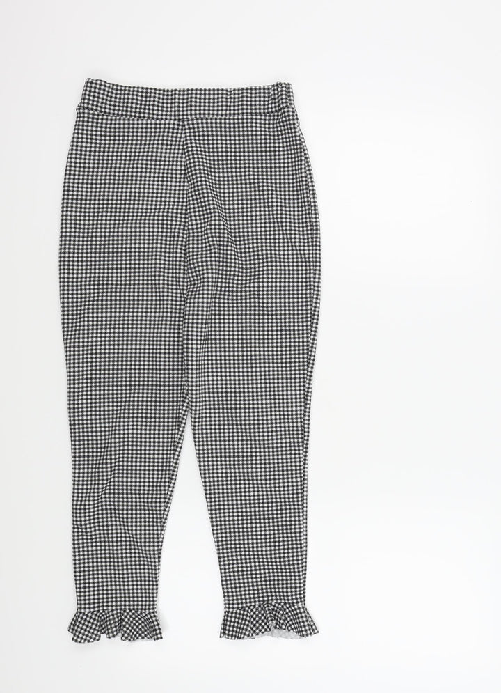 Select Girls Black Check  Jegging Trousers Size 10 Years - Frill Detail