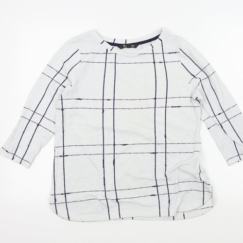 Bonmarché Womens White Check  Pullover Jumper Size 12