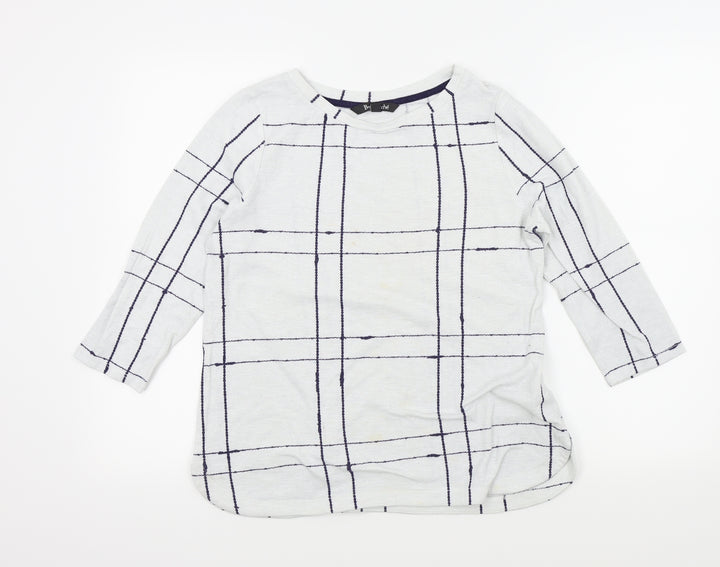 Bonmarché Womens White Check Pullover Jumper Size 12