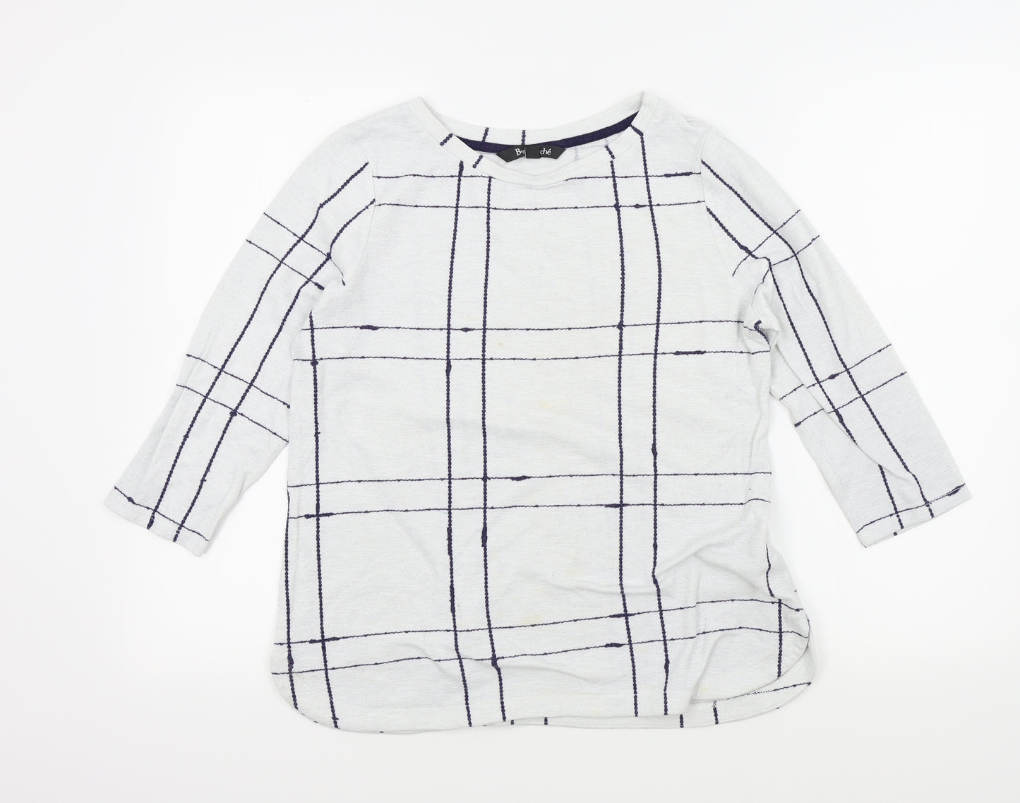Bonmarché Womens White Check  Pullover Jumper Size 12