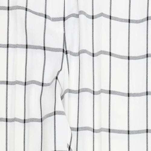 Primark Womens White Check  Trousers  Size 14 L29 in