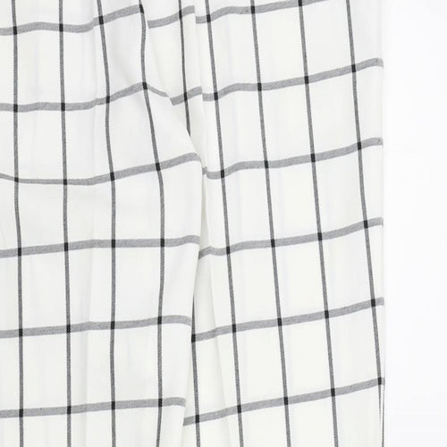 Primark Womens White Check  Trousers  Size 14 L29 in