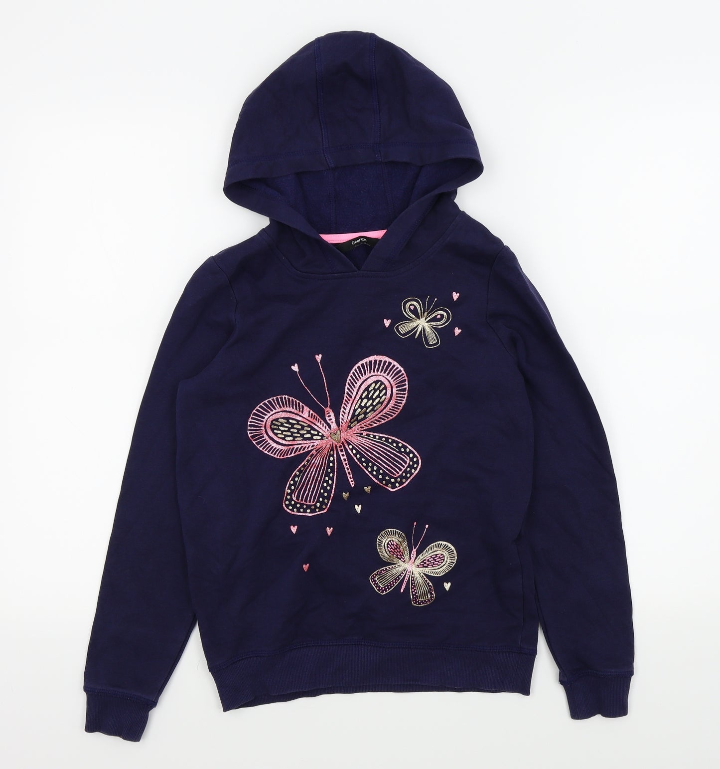 George Girls Blue   Pullover Hoodie Size 11-12 Years  - butteflies