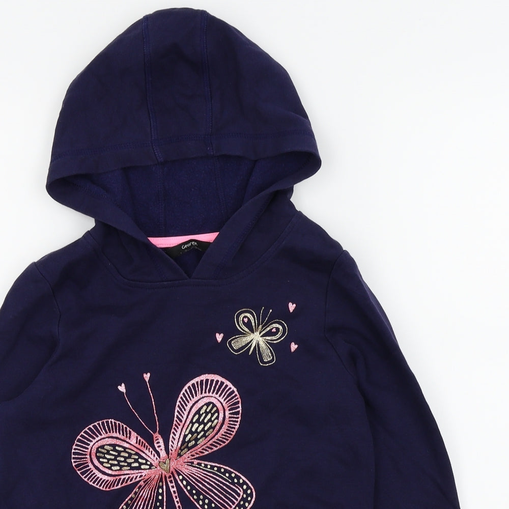 George Girls Blue   Pullover Hoodie Size 11-12 Years  - butteflies
