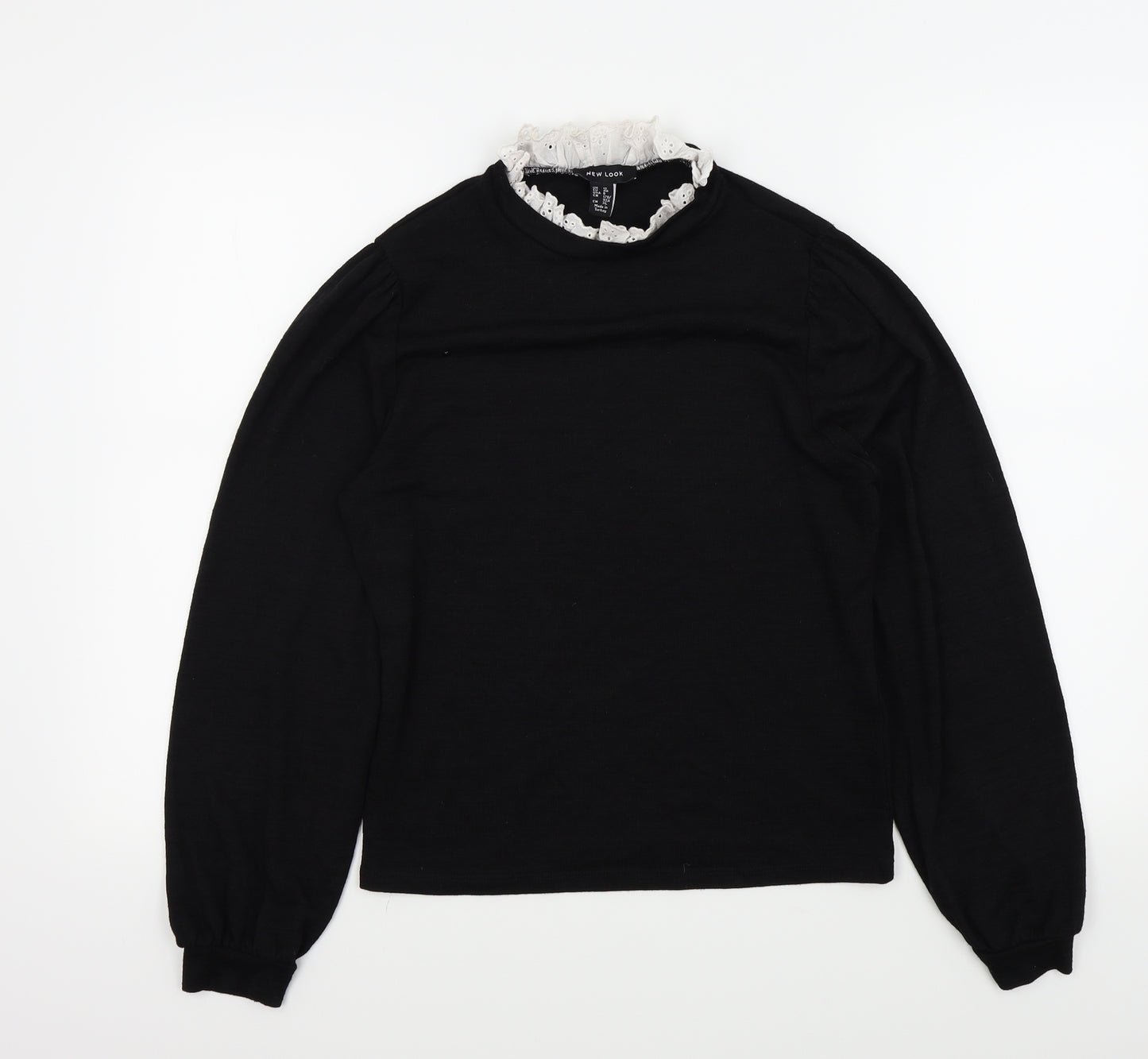 NEWLOOK Womens Black   Pullover Jumper Size 12  - Frill Collar Detail