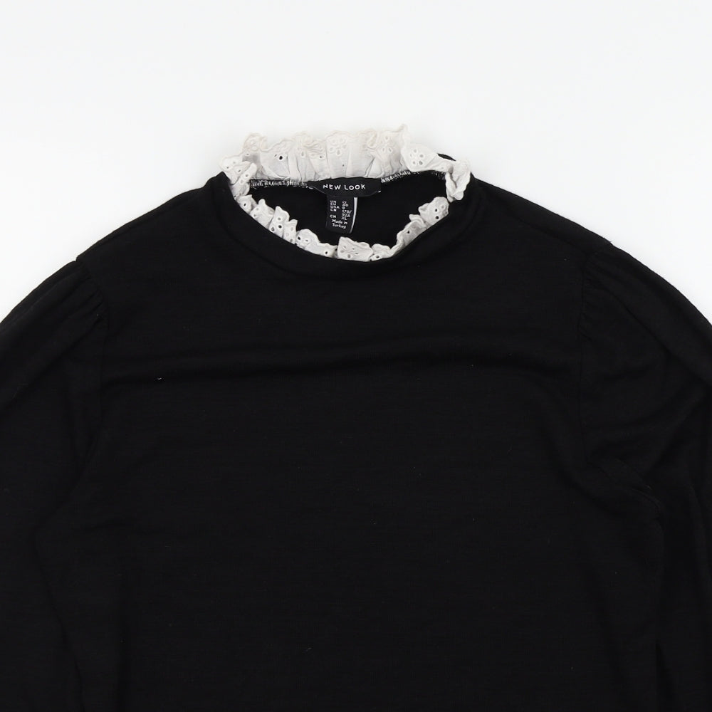 NEWLOOK Womens Black   Pullover Jumper Size 12  - Frill Collar Detail