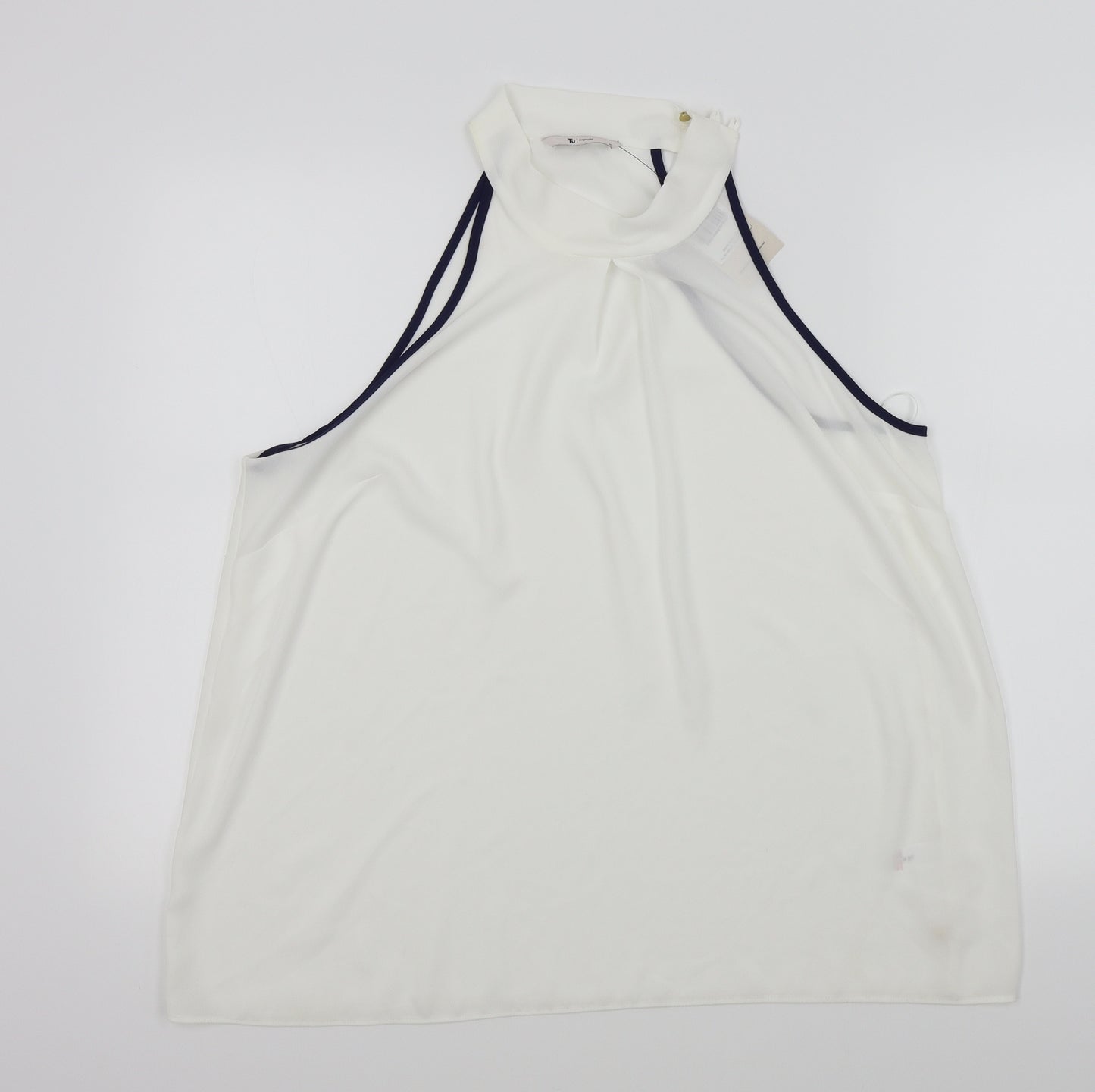 TU Womens White Colourblock  Basic Blouse Size 18