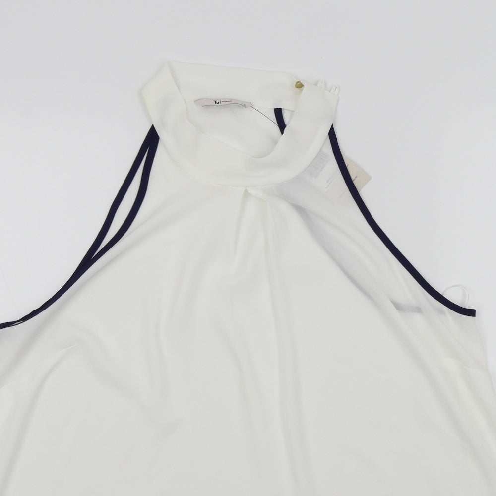 TU Womens White Colourblock  Basic Blouse Size 18