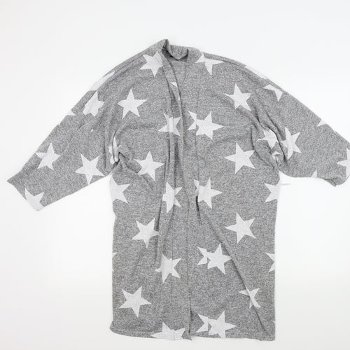 Boohoo Womens Grey Geometric  Cape Jumper Size M  - STARS