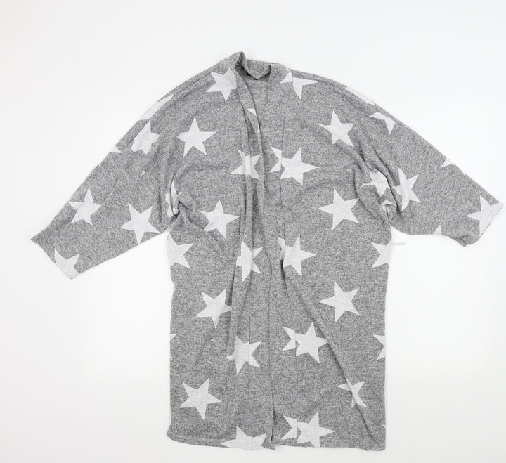 Boohoo Womens Grey Geometric  Cape Jumper Size M  - STARS