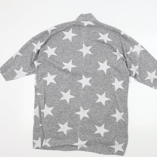 Boohoo Womens Grey Geometric  Cape Jumper Size M  - STARS
