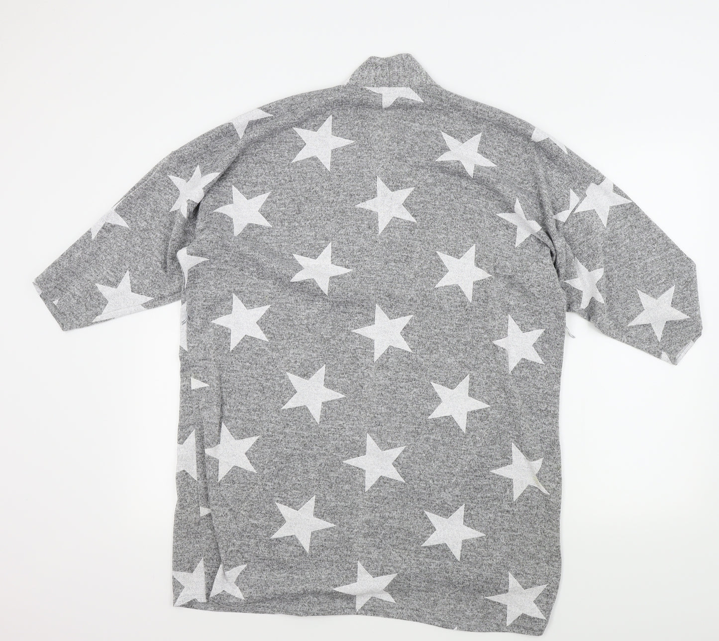Boohoo Womens Grey Geometric  Cape Jumper Size M  - STARS