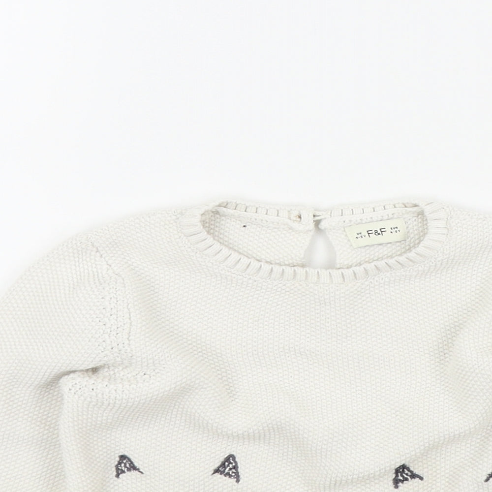 F&F Girls Beige Colourblock  Pullover Jumper Size 4-5 Years  - CATS