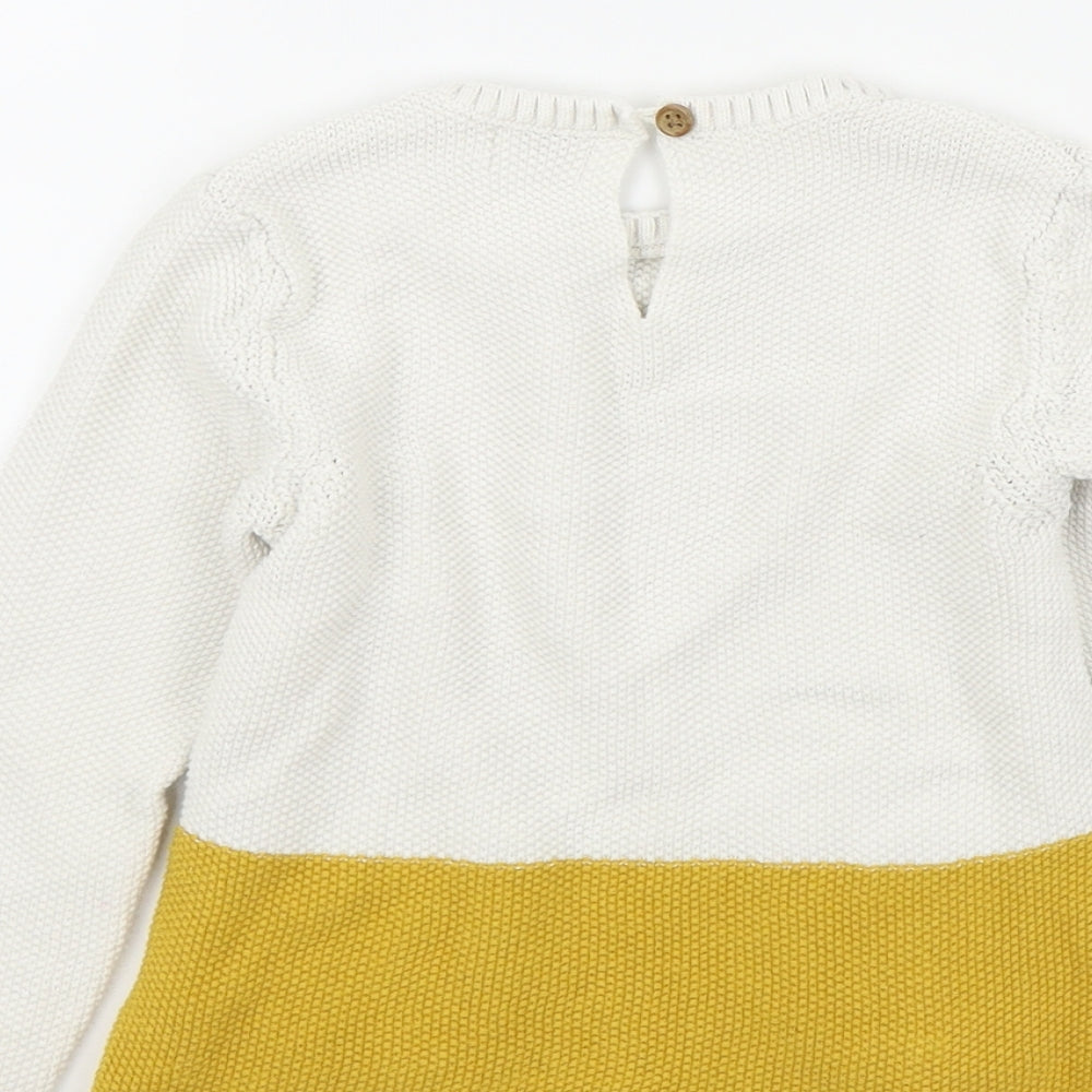 F&F Girls Beige Colourblock  Pullover Jumper Size 4-5 Years  - CATS