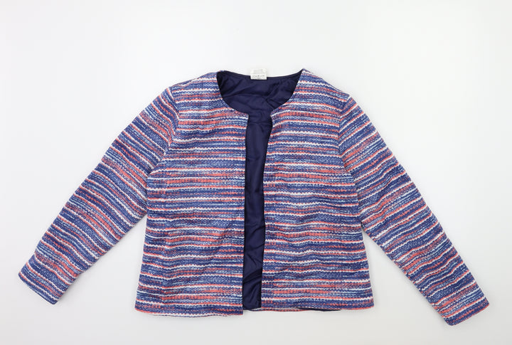 Anna De Lancay Womens Blue Striped Jacket Size M