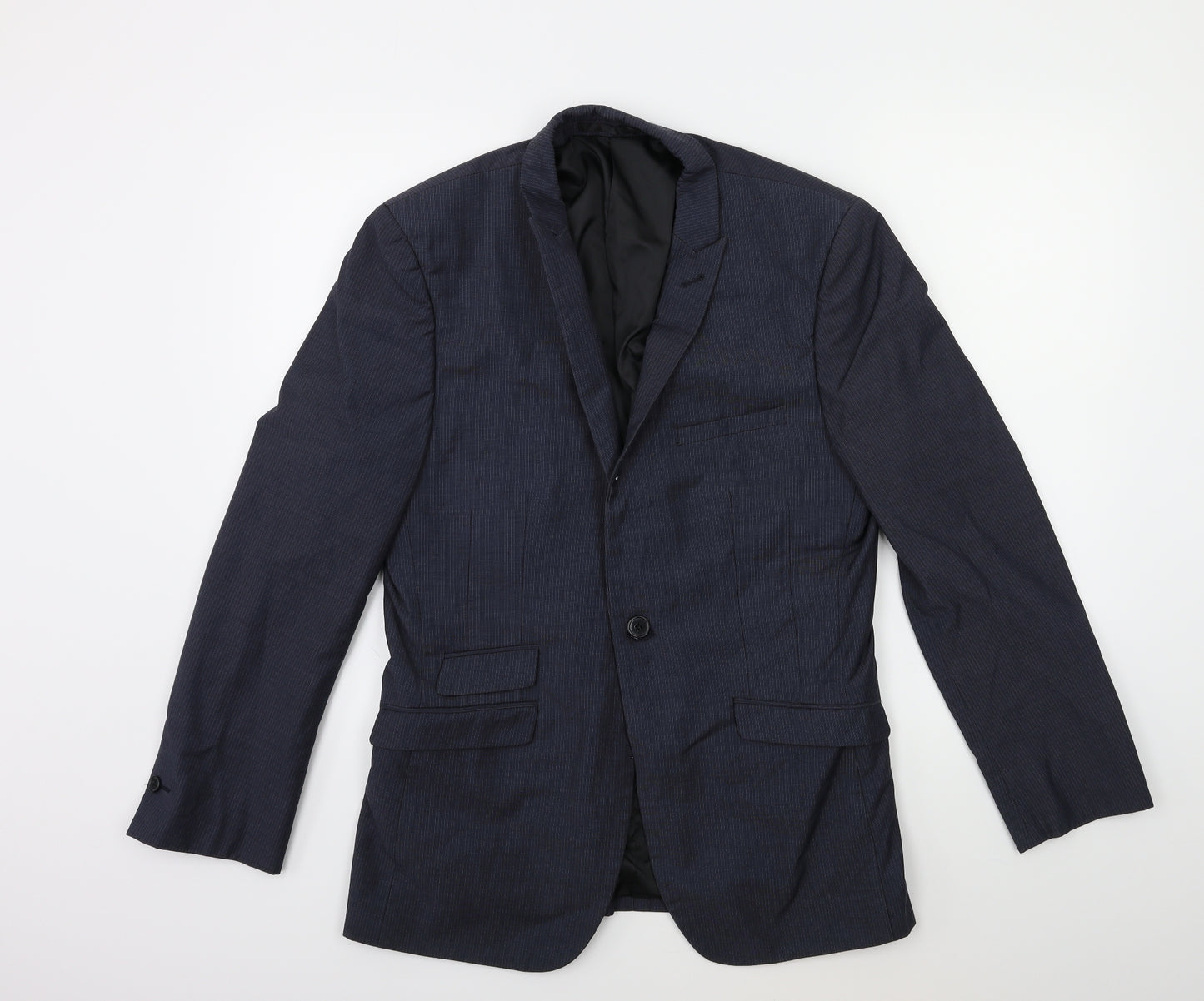 165 Mens Blue Striped  Jacket Suit Jacket Size 38