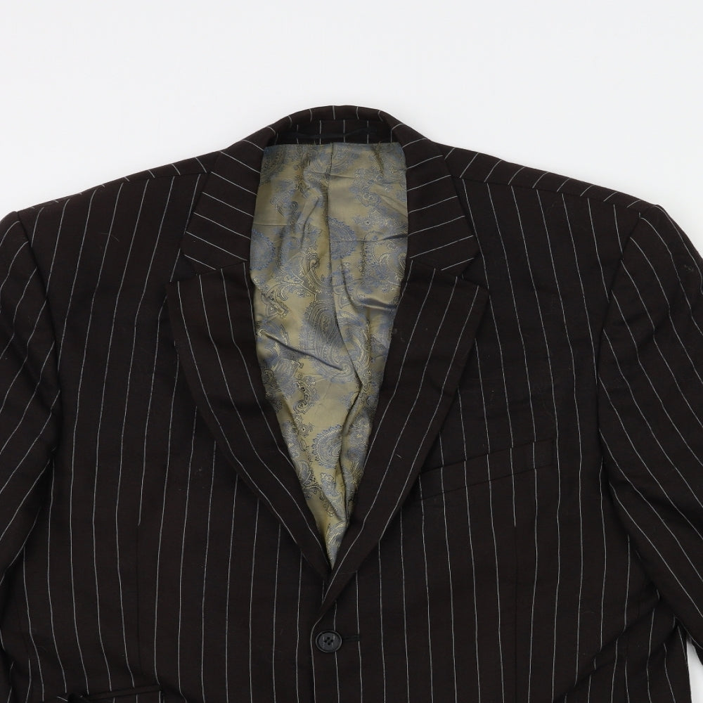 REMUS Mens Brown Striped  Jacket Suit Jacket Size 42
