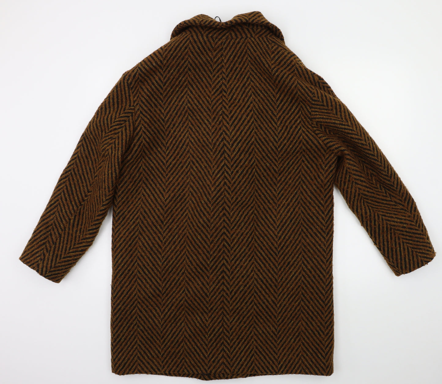 Marks and Spencer Womens Brown Striped  Overcoat Coat Size 14