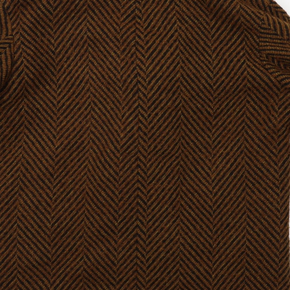 Marks and Spencer Womens Brown Striped  Overcoat Coat Size 14