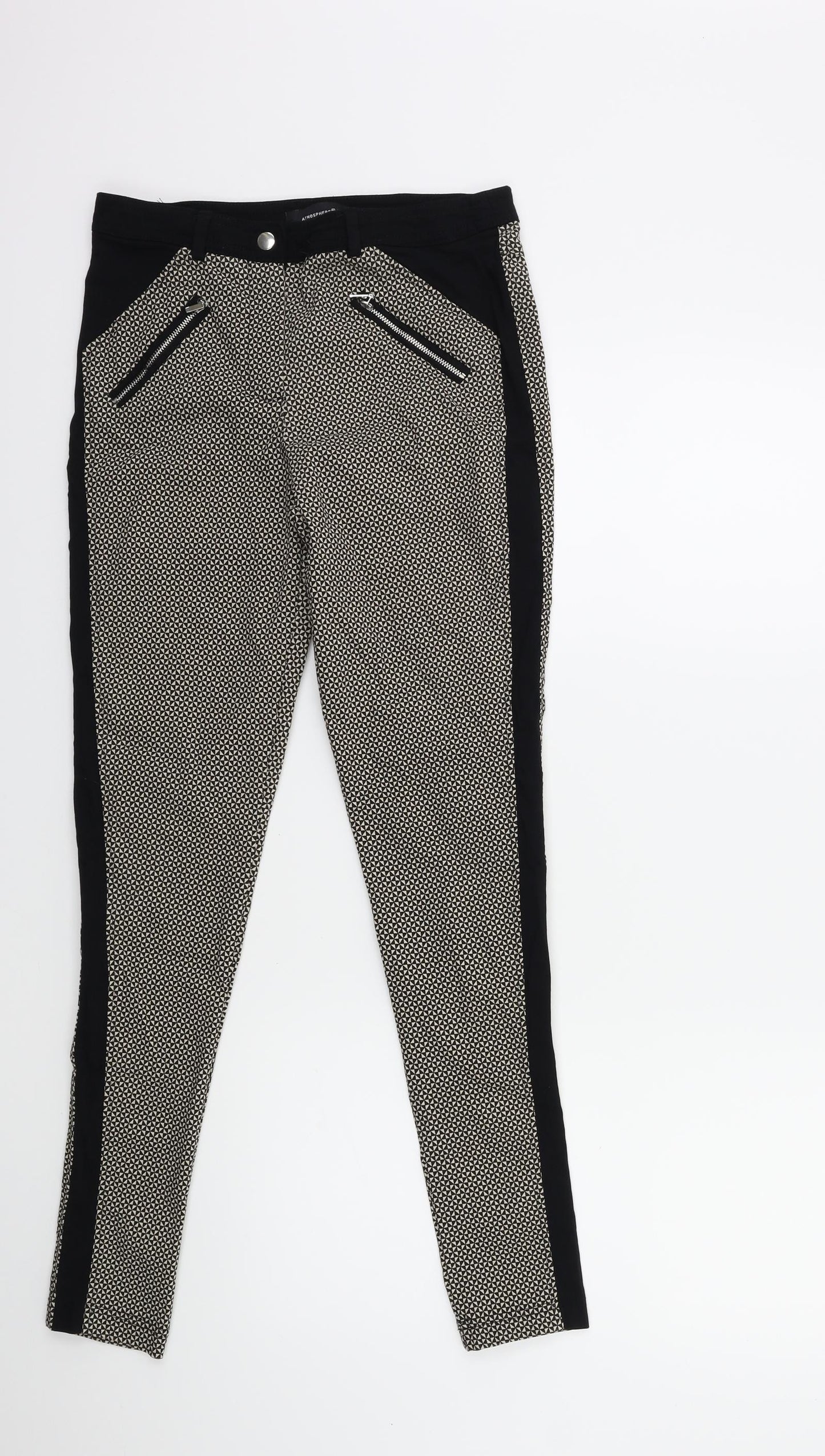 Atmosphere Womens Beige Geometric  Trousers  Size 8 L29 in