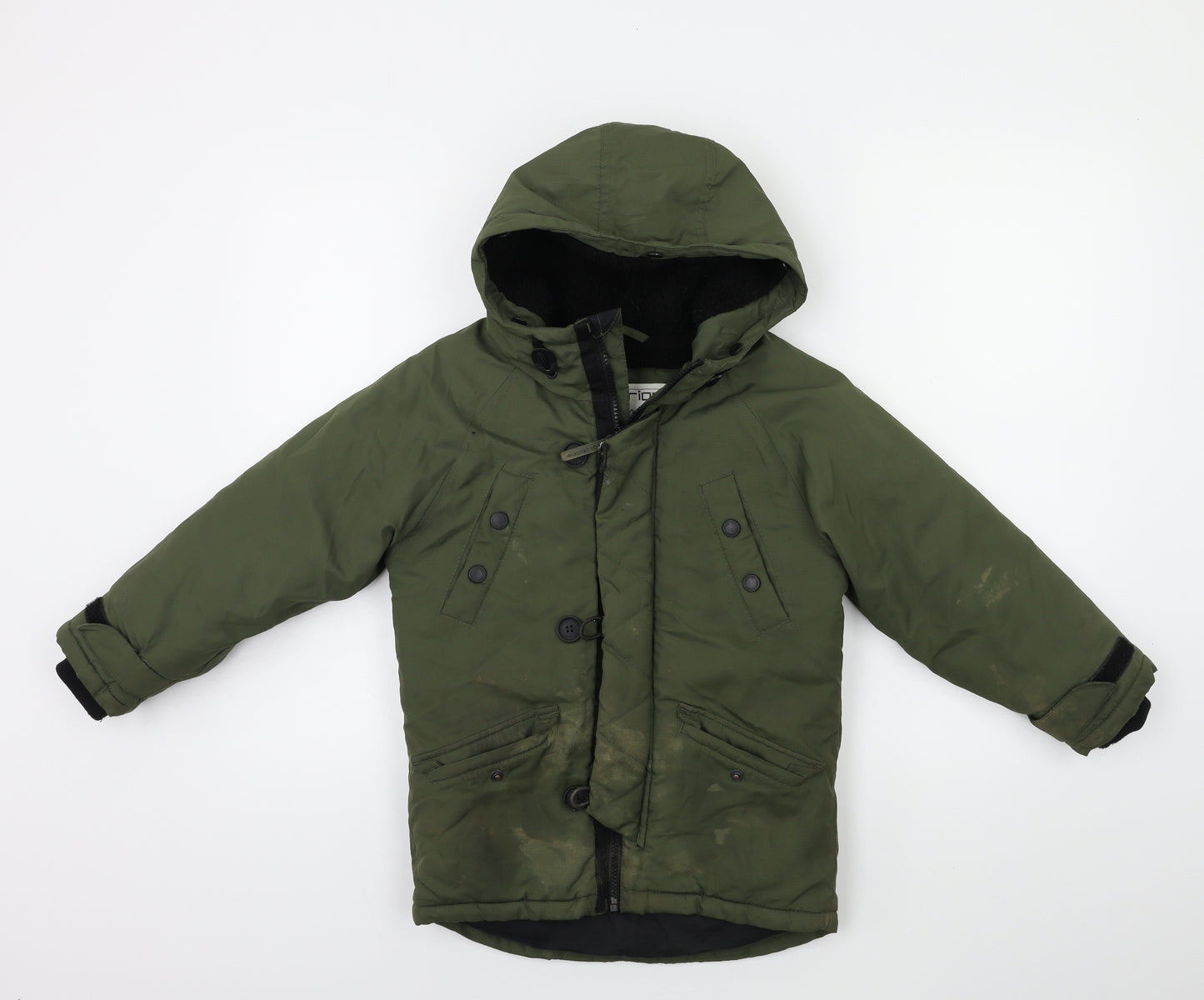 Marks and Spencer Boys Green   Overcoat Coat Size 5-6 Years