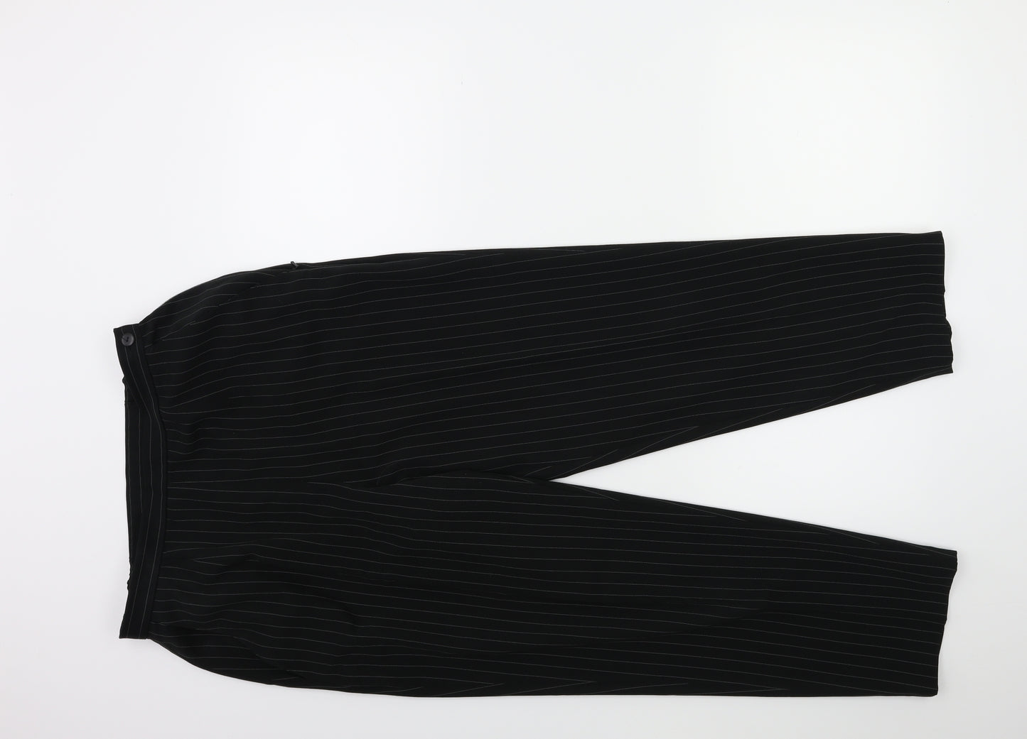 Marks and Spencer Womens Black Striped  Trousers  Size 14 L27 in