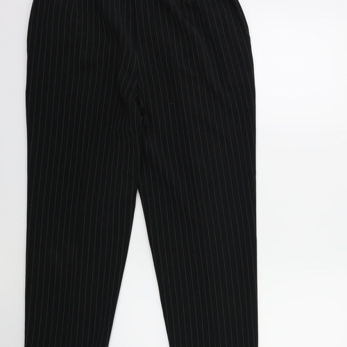 Marks and Spencer Womens Black Striped  Trousers  Size 14 L27 in