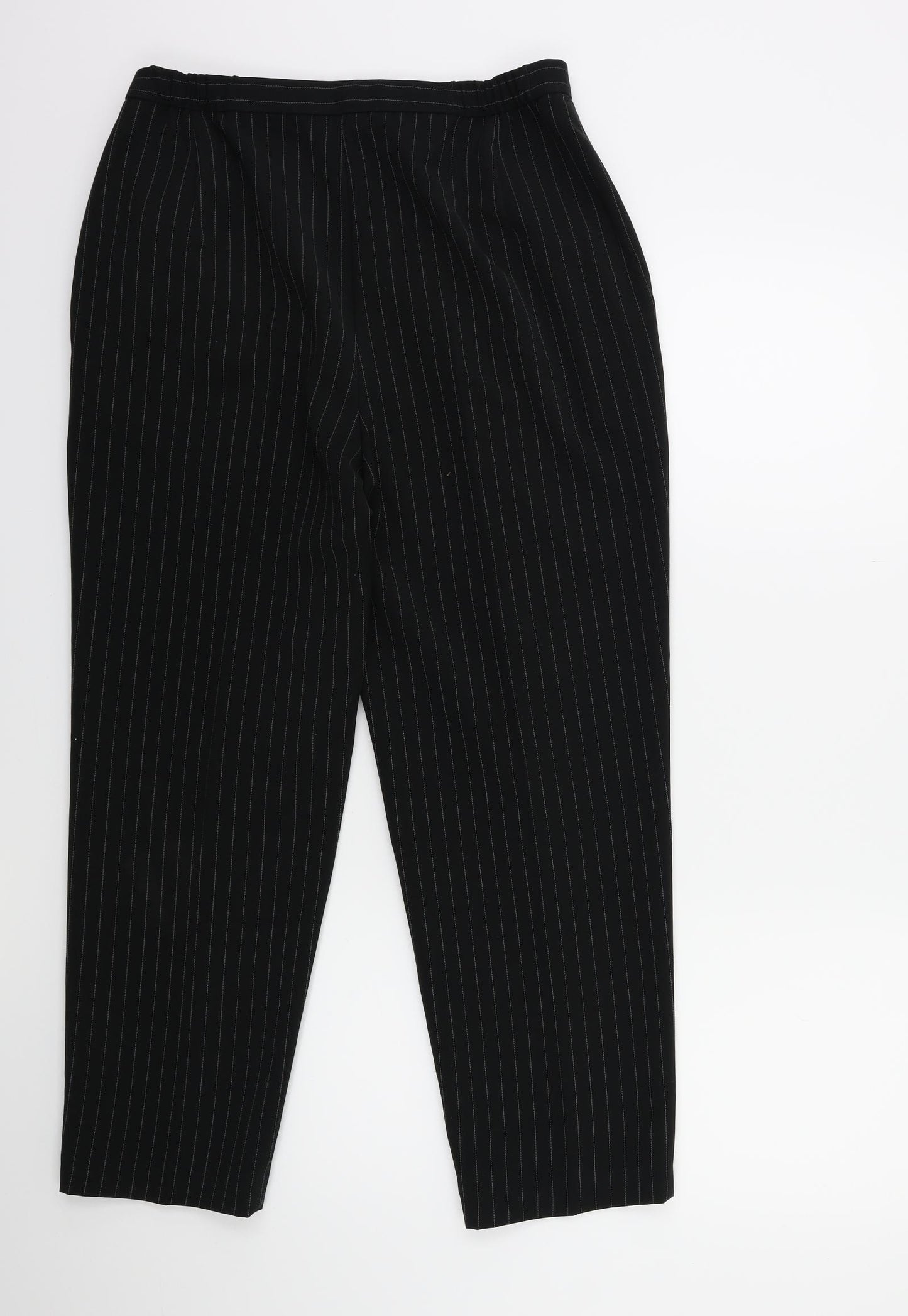 Marks and Spencer Womens Black Striped  Trousers  Size 14 L27 in
