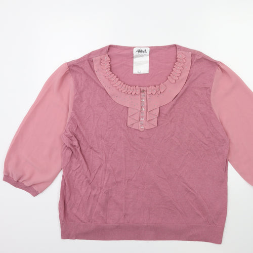 Afibel Womens Pink  Knit Pullover Jumper Size 22