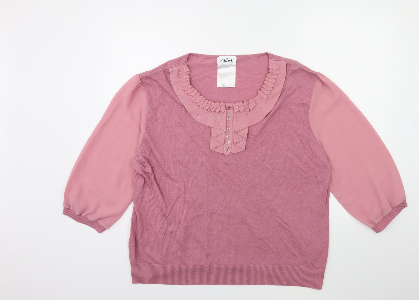 Afibel Womens Pink  Knit Pullover Jumper Size 22