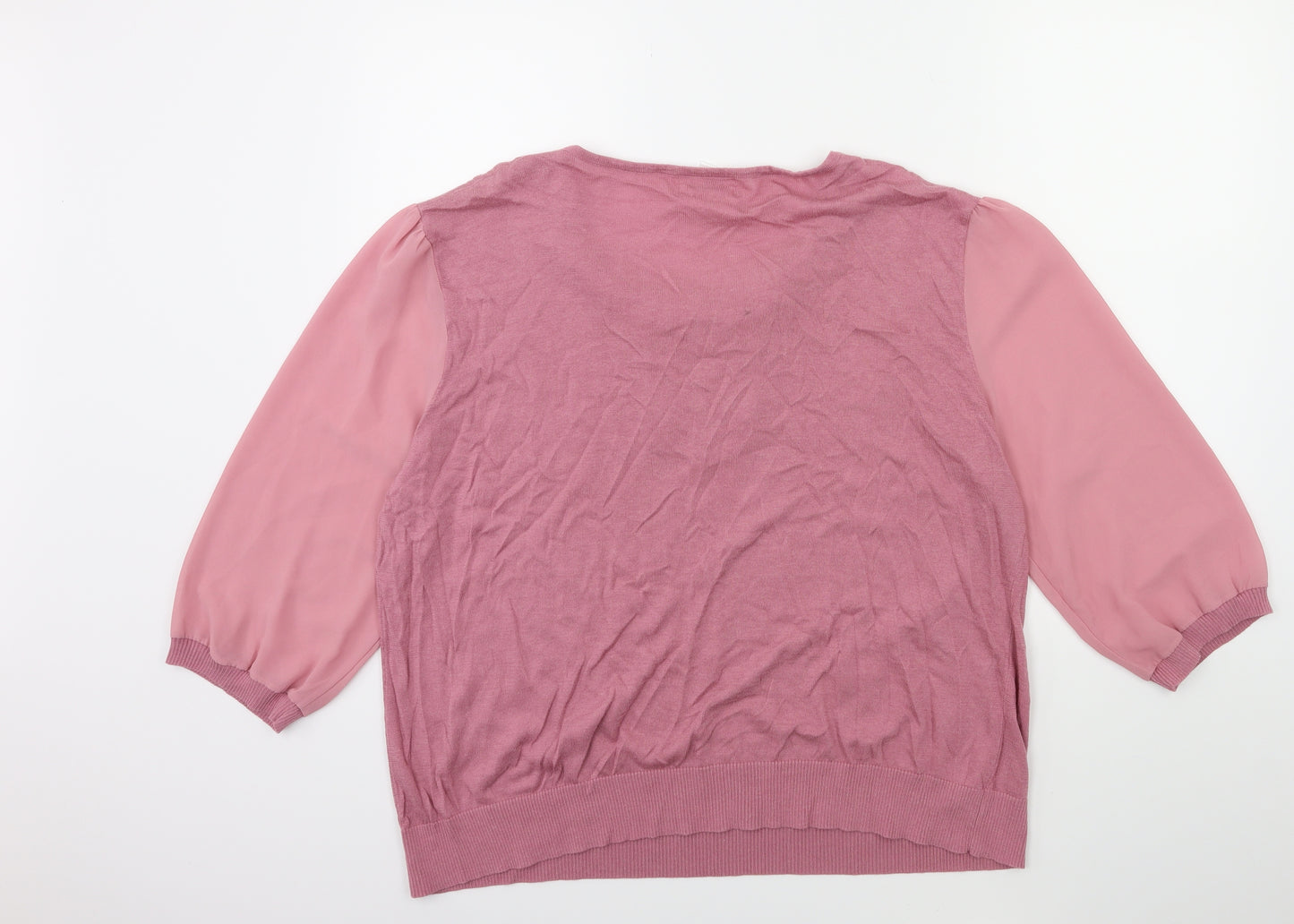 Afibel Womens Pink  Knit Pullover Jumper Size 22