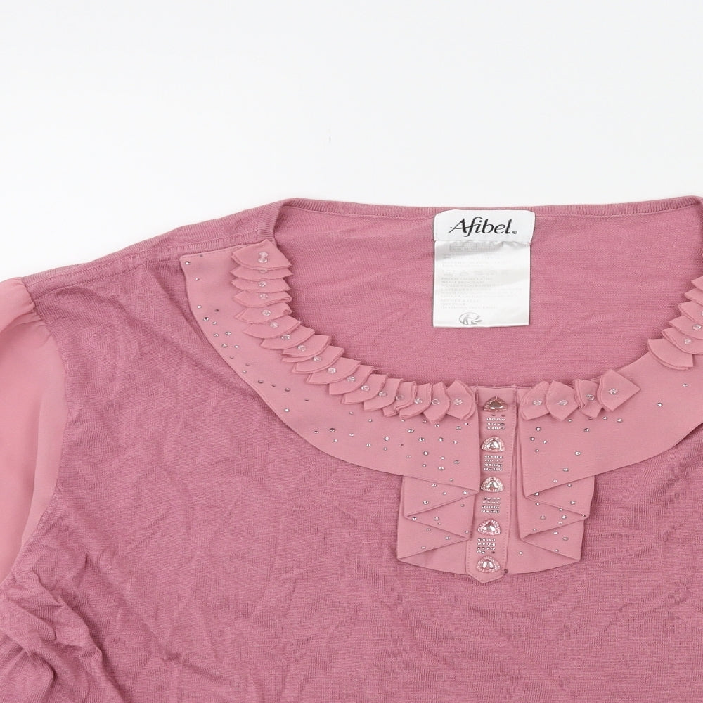 Afibel Womens Pink  Knit Pullover Jumper Size 22